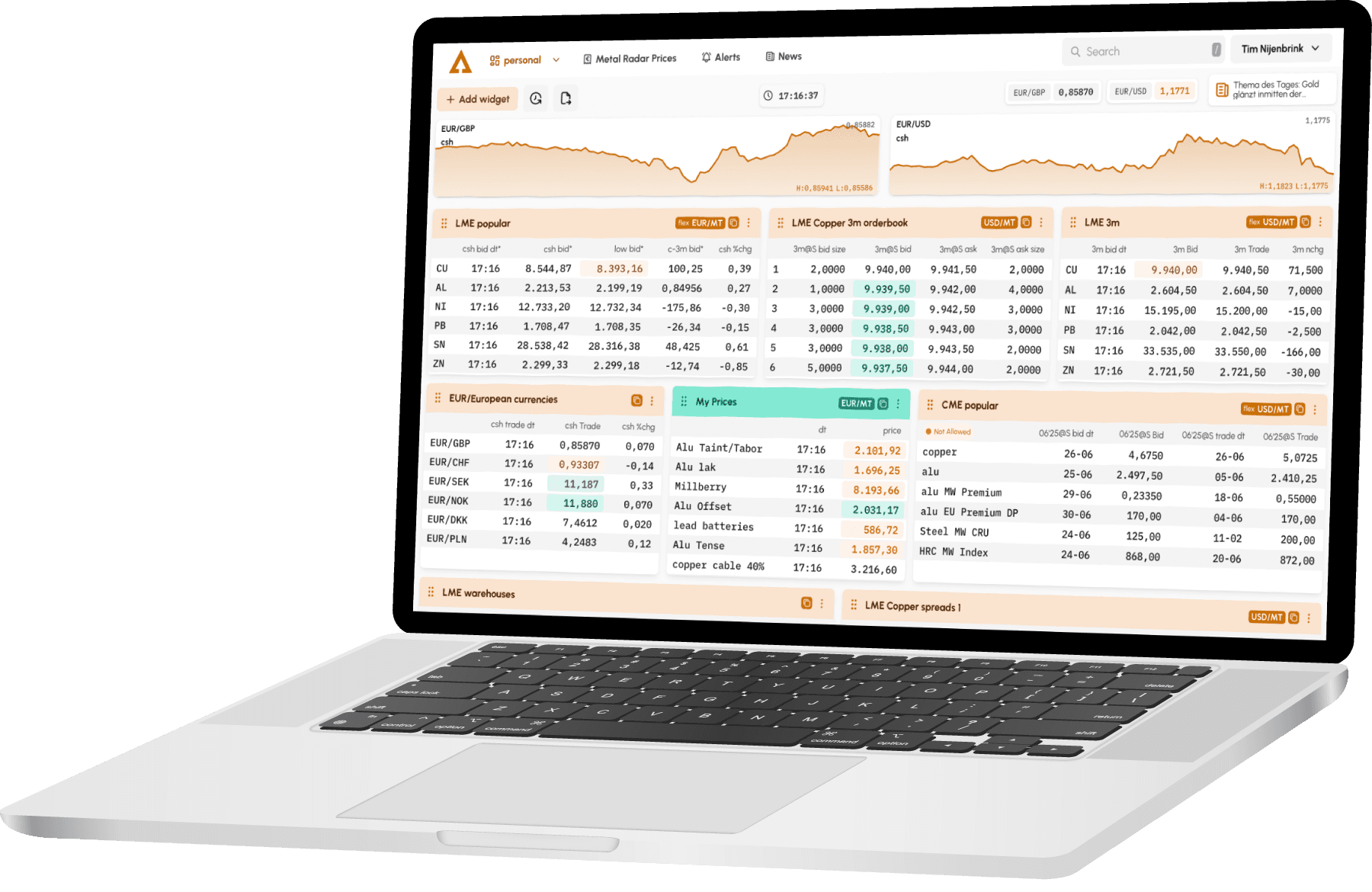 Metal Radar dashboard